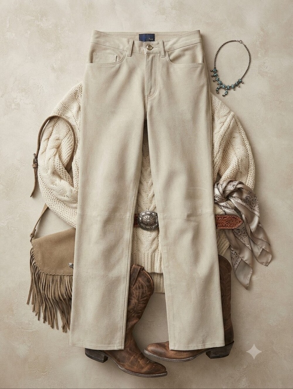 Vtg 90s Y2K Jou Jou Skins Leather Suede Bootcut Pants